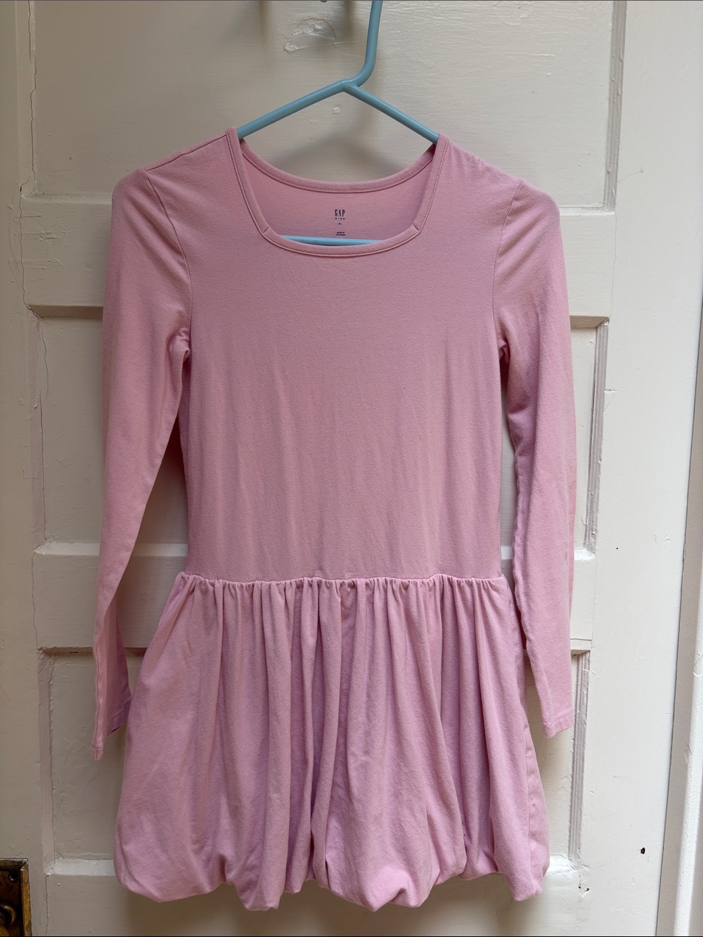 GAP Pink Long Sleeve Bubble-Hem Dress Top